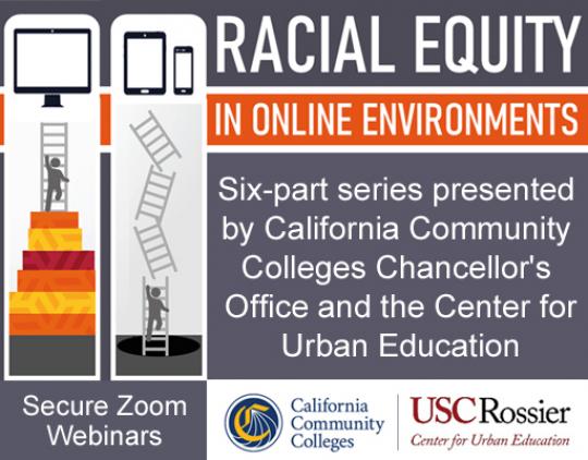 Racial Equity in Online Environments: Six-part secure Zoom webinar series presented by California Community Colleges Chancellor's Office and the Center for Urban EducationCalifornia Community Colleges Chancellor's Office and the Center for Urban Education