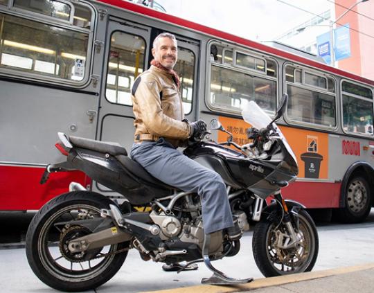 UCSF community member on his motorcycle