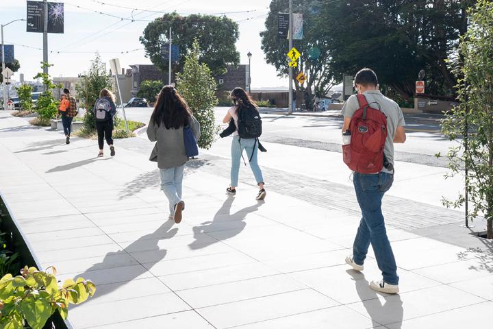 UCSF students walkng on campus