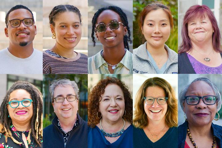 A collage of all ten recipients of the 2023 Chancellor Awards for Diversity