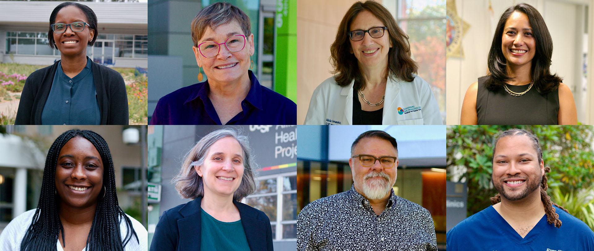 A collage of all eight recipients of the 2024 Chancellor Awards for Diversity.