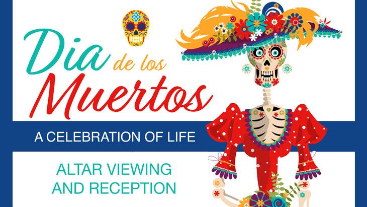 Screen grab of an event flyer for UCSF's annual Dio de los Muertos altar viewing and reception