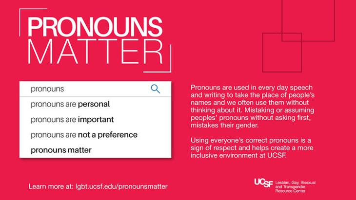 Screen grab of a Pronouns Matter flyer