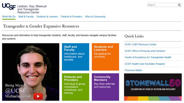 Screen grab of the TRANS.UCSF.EDU website home page